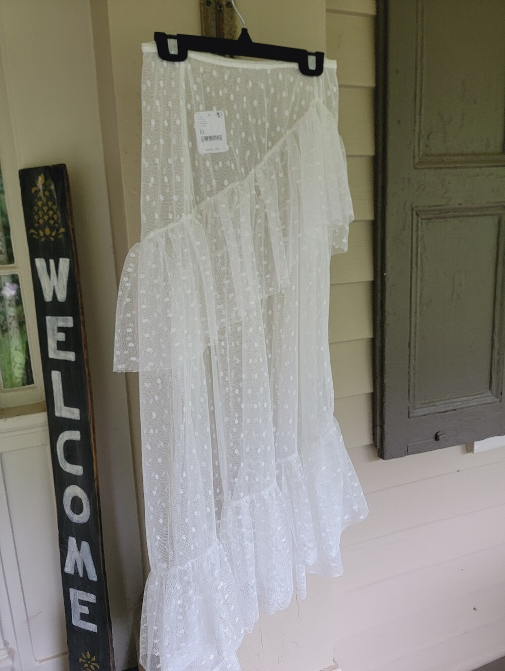 Free People Run Wild White Polka Swiss Dot Ruffled Half Slip Skirt Nwt Sz M - Picture 9 of 11